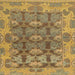 Square Machine Washable Abstract Gold Rug, wshabs1680