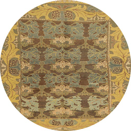 Round Abstract Gold Modern Rug, abs1680