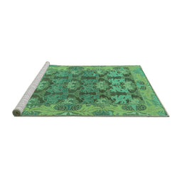 Sideview of Machine Washable Abstract Turquoise Modern Area Rugs, wshabs1680turq