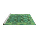 Sideview of Machine Washable Abstract Turquoise Modern Area Rugs, wshabs1680turq