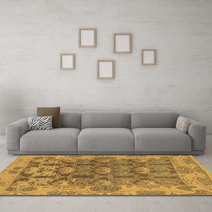 Machine Washable Abstract Brown Modern Rug in a Living Room,, wshabs1680brn