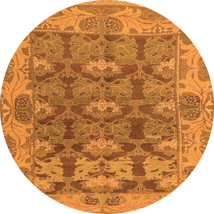 Round Abstract Orange Modern Rug, abs1680org