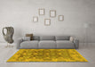 Machine Washable Abstract Yellow Modern Rug in a Living Room, wshabs1680yw