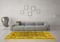 Machine Washable Abstract Yellow Modern Rug, wshabs1680yw