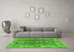 Machine Washable Abstract Green Modern Area Rugs in a Living Room,, wshabs1680grn