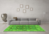 Machine Washable Abstract Green Modern Rug, wshabs1680grn