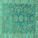 Square Machine Washable Abstract Turquoise Modern Area Rugs, wshabs1681turq