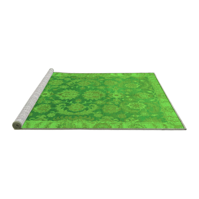 Sideview of Machine Washable Abstract Green Modern Area Rugs, wshabs1681grn