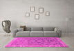 Machine Washable Abstract Pink Modern Rug in a Living Room, wshabs1681pnk