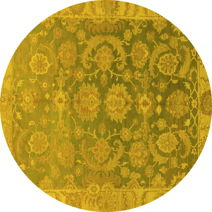 Round Machine Washable Abstract Yellow Modern Rug, wshabs1681yw