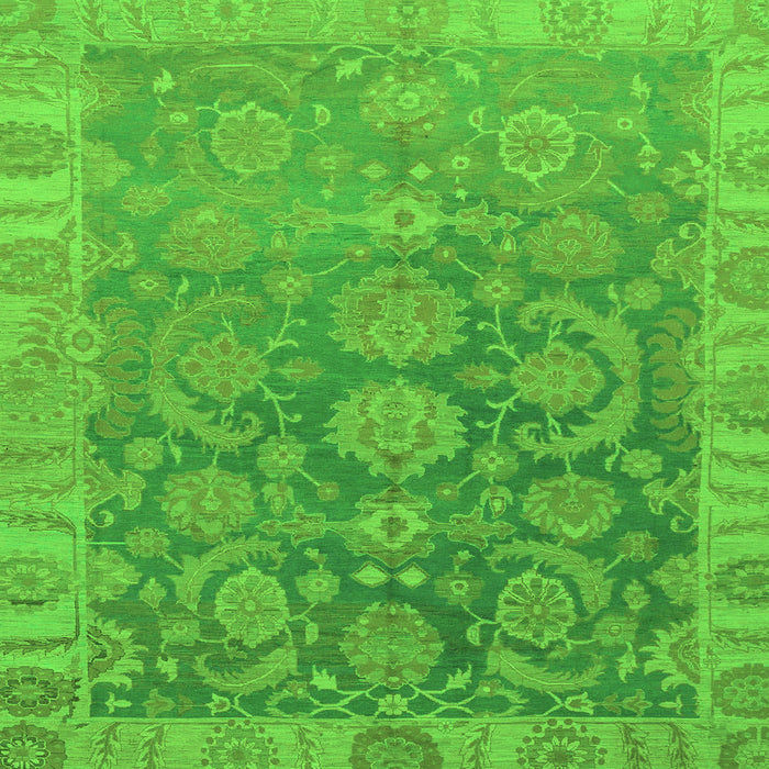 Square Machine Washable Abstract Green Modern Area Rugs, wshabs1681grn