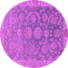 Round Machine Washable Abstract Purple Modern Area Rugs, wshabs1681pur