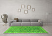 Machine Washable Abstract Green Modern Area Rugs in a Living Room,, wshabs1681grn