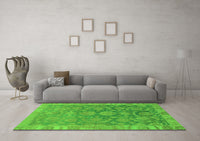 Machine Washable Abstract Green Modern Rug, wshabs1681grn