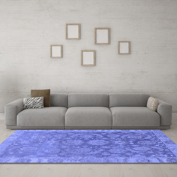 Machine Washable Abstract Blue Modern Rug in a Living Room, wshabs1681blu