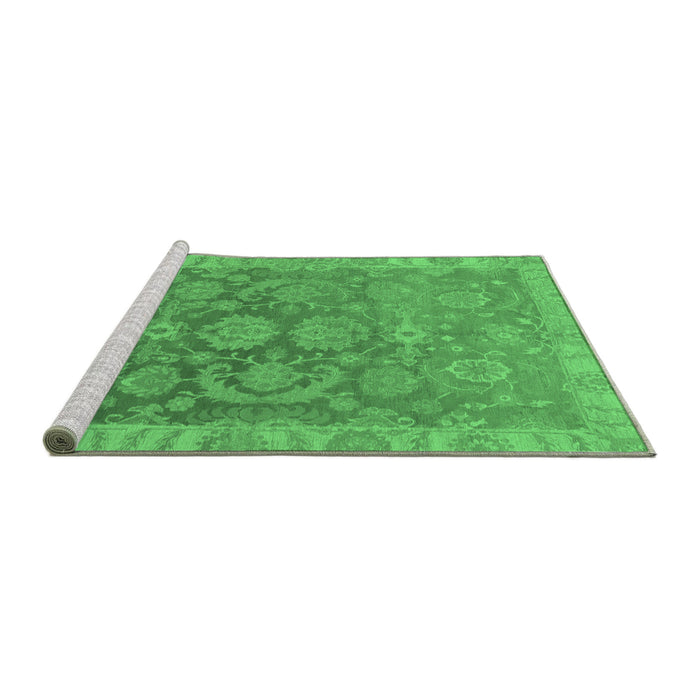 Sideview of Machine Washable Abstract Emerald Green Modern Area Rugs, wshabs1681emgrn