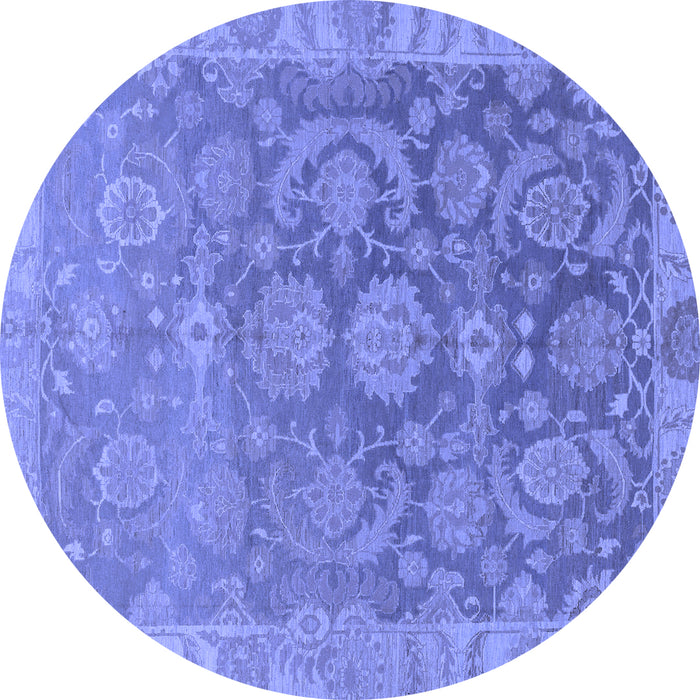 Round Abstract Blue Modern Rug, abs1681blu