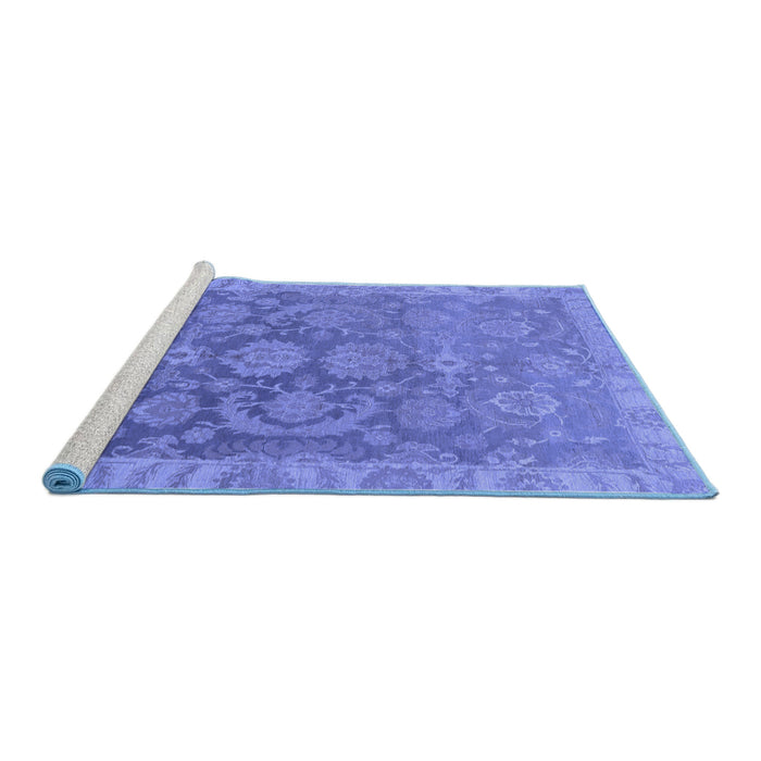 Sideview of Machine Washable Abstract Blue Modern Rug, wshabs1681blu