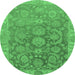 Round Abstract Emerald Green Modern Rug, abs1681emgrn