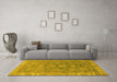 Machine Washable Abstract Yellow Modern Rug in a Living Room, wshabs1681yw