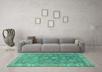 Machine Washable Abstract Turquoise Modern Rug, wshabs1681turq