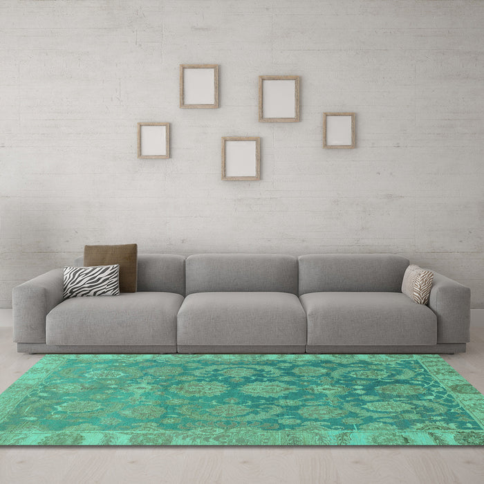 Machine Washable Abstract Turquoise Modern Area Rugs in a Living Room,, wshabs1681turq