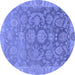 Round Machine Washable Abstract Blue Modern Rug, wshabs1681blu