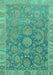 Machine Washable Abstract Turquoise Modern Area Rugs, wshabs1681turq