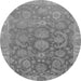 Round Machine Washable Abstract Gray Modern Rug, wshabs1681gry