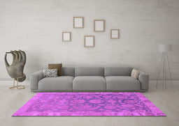 Machine Washable Abstract Purple Modern Area Rugs in a Living Room, wshabs1681pur