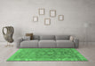 Machine Washable Abstract Emerald Green Modern Area Rugs in a Living Room,, wshabs1681emgrn