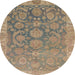 Round Abstract Brown Modern Rug, abs1681