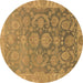 Round Abstract Brown Modern Rug, abs1681brn