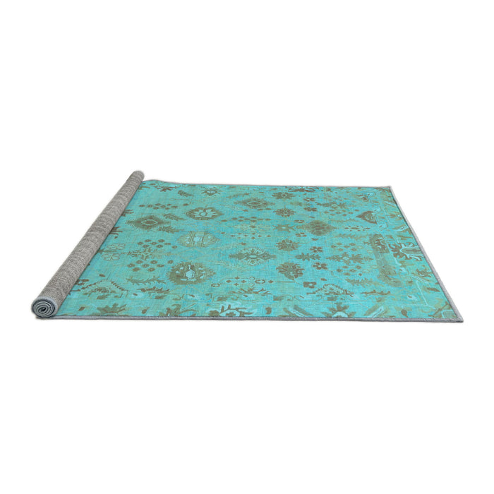 Sideview of Machine Washable Oriental Light Blue Traditional Rug, wshabs1682lblu
