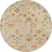 Round Abstract Brown Sand Brown Oriental Rug, abs1682