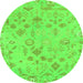 Round Oriental Green Traditional Rug, abs1682grn