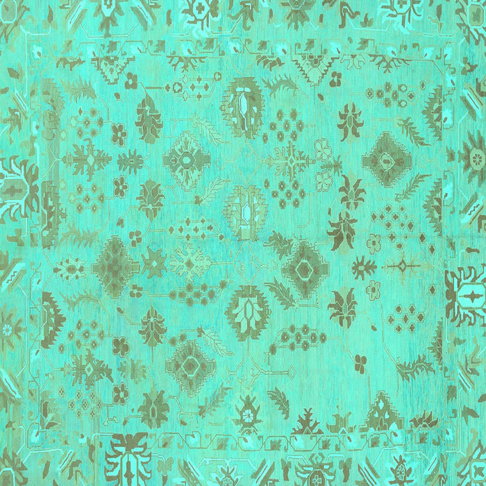 Square Machine Washable Oriental Turquoise Traditional Area Rugs, wshabs1682turq
