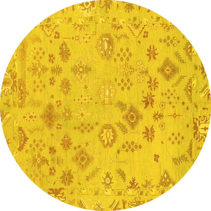 Round Oriental Yellow Traditional Rug, abs1682yw