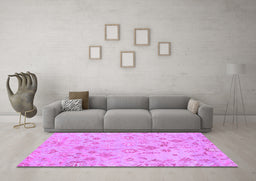 Machine Washable Oriental Purple Traditional Area Rugs in a Living Room, wshabs1682pur