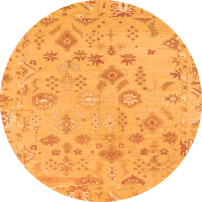 Round Oriental Orange Traditional Rug, abs1682org