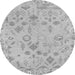 Round Machine Washable Oriental Gray Traditional Rug, wshabs1682gry