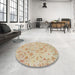 Round Machine Washable Abstract Brown Sand Brown Rug in a Office, wshabs1682