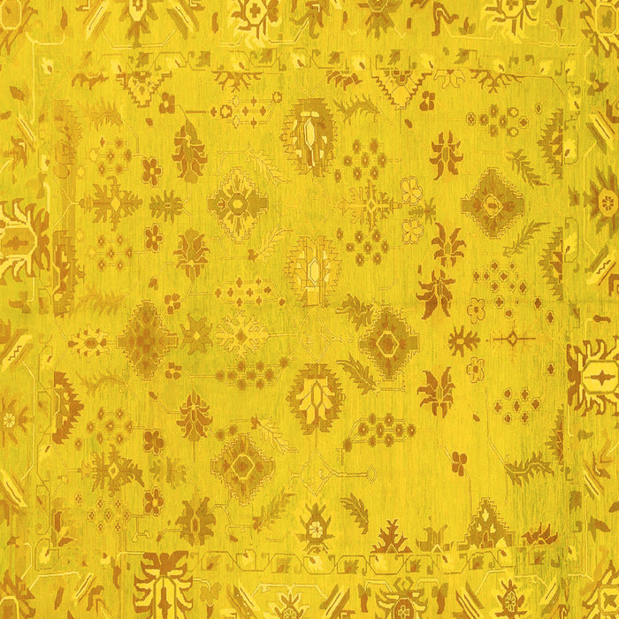 Square Machine Washable Oriental Yellow Traditional Rug, wshabs1682yw