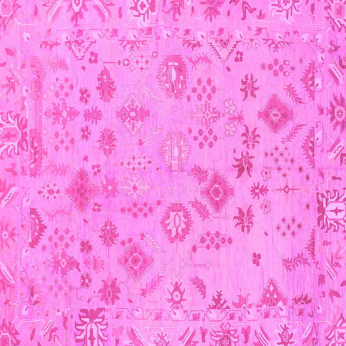 Square Machine Washable Oriental Pink Traditional Rug, wshabs1682pnk
