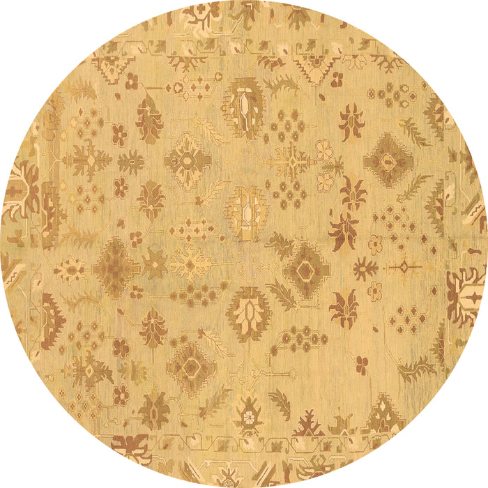 Round Oriental Brown Traditional Rug, abs1682brn
