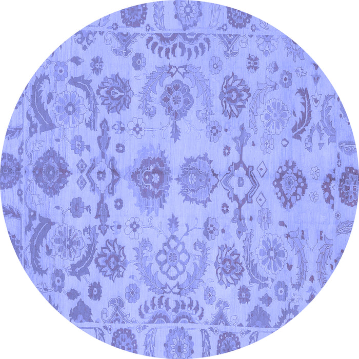 Round Machine Washable Oriental Blue Traditional Rug, wshabs1683blu