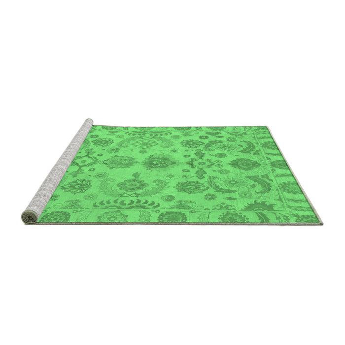 Sideview of Machine Washable Oriental Emerald Green Traditional Area Rugs, wshabs1683emgrn