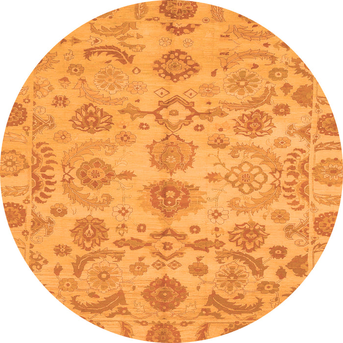 Round Oriental Orange Traditional Rug, abs1683org