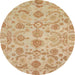 Round Abstract Orange Oriental Rug, abs1683