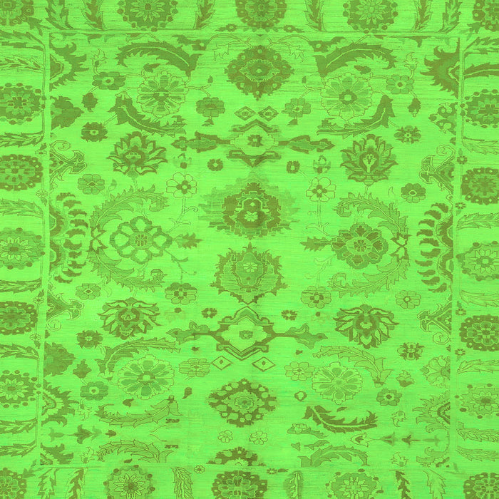 Square Machine Washable Oriental Green Traditional Area Rugs, wshabs1683grn